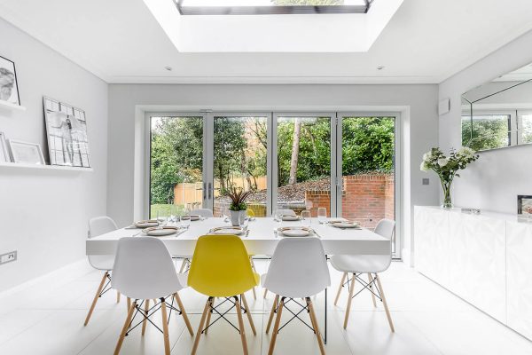 modern yellow dining space